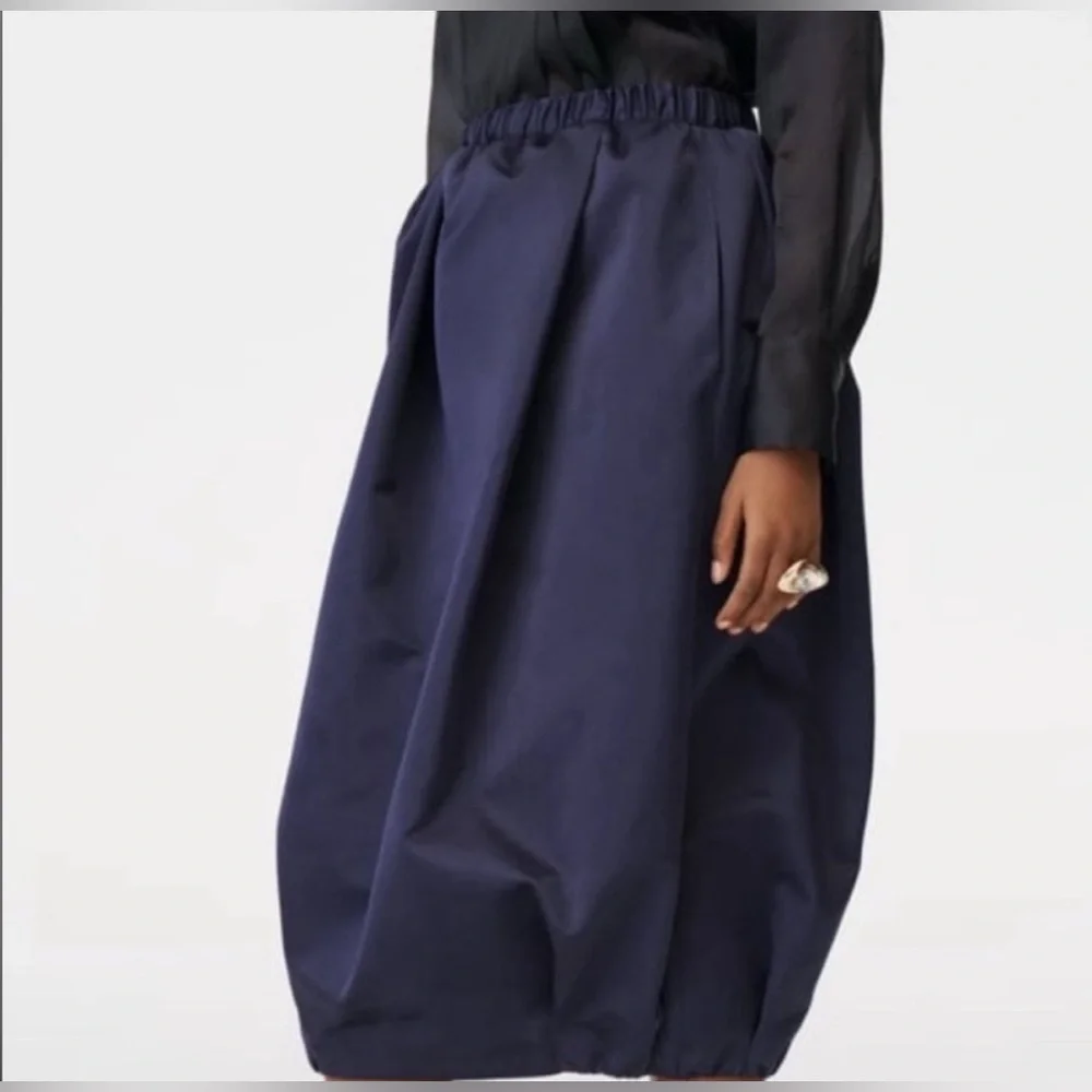 Zara collection taffeta voluminous midi blue skirt limited edition sz.S - Picture 2 of 10